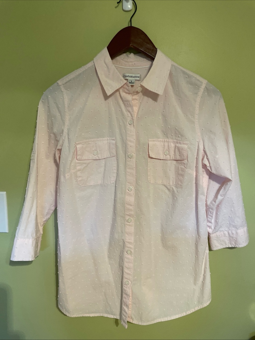 croft & barrow Pale Pink Women’s Button-Down Shirt collared
